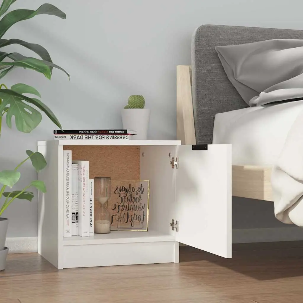 Bedside Cabinet Bedroom Storage Organiser 40x39x40cm White 2 Piece