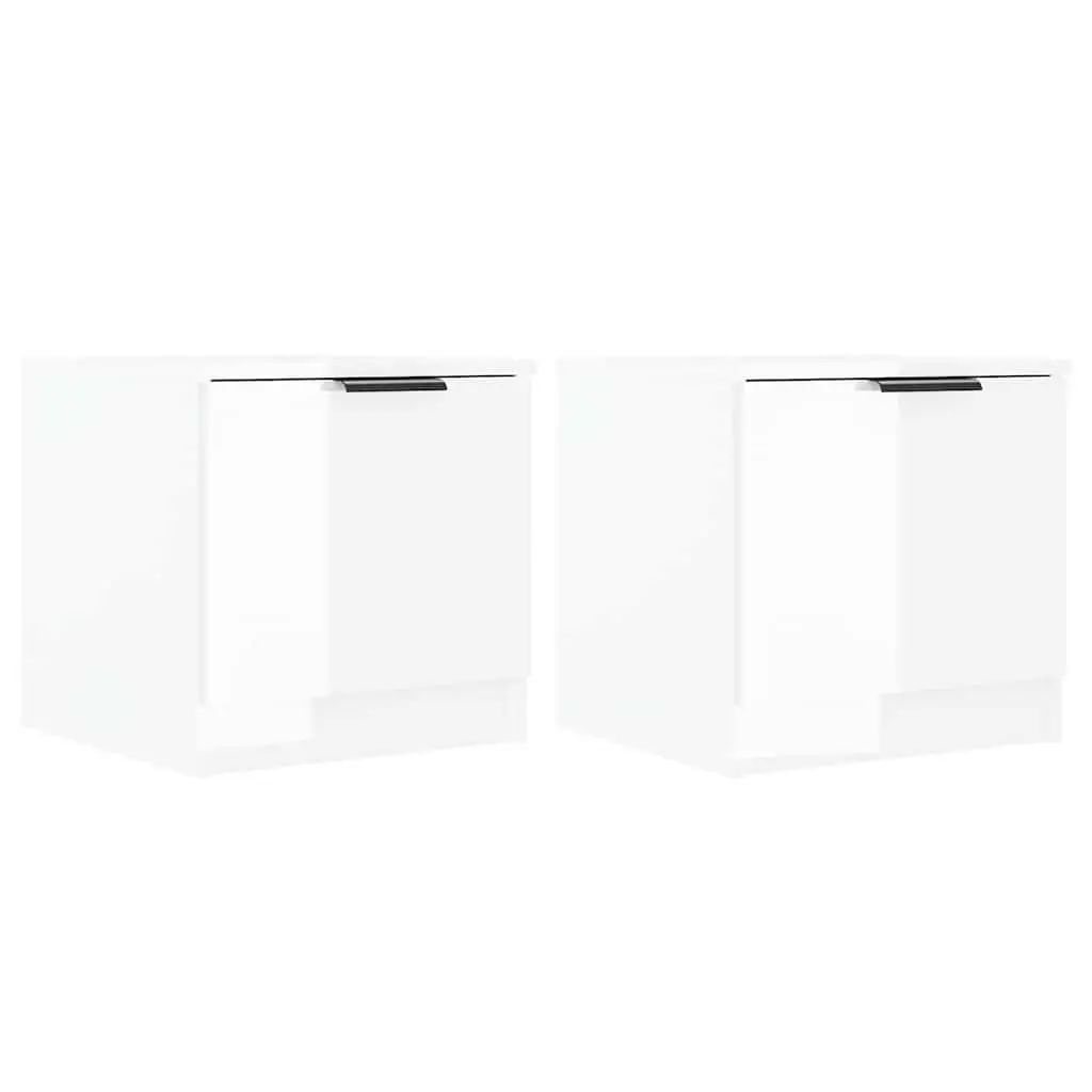 Bedside Cabinets Set for Bedroom Storage White 2 Piece