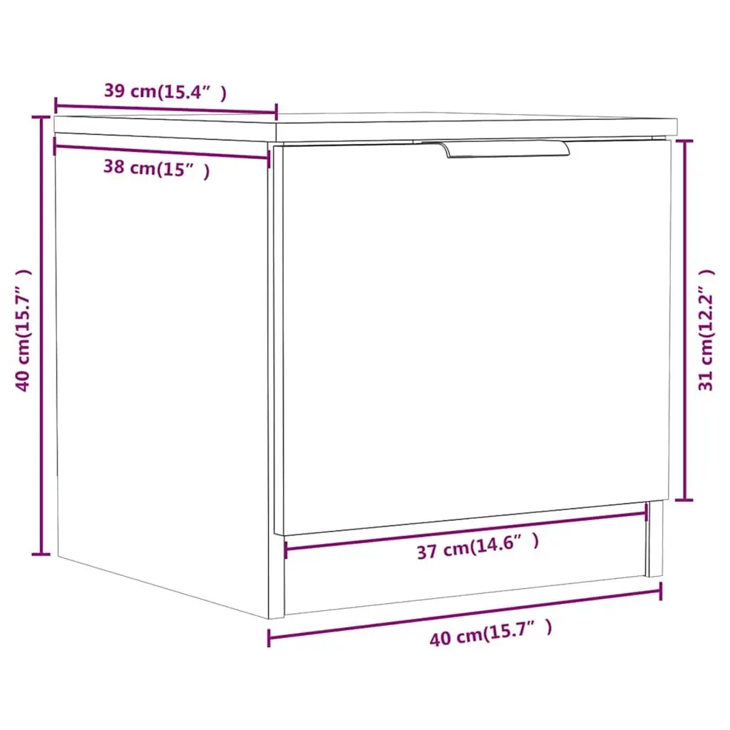 Bedside Cabinets Set for Bedroom Storage White 2 Piece
