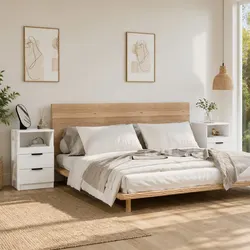 Specifications for 2 White Engineered Wood Nightstands