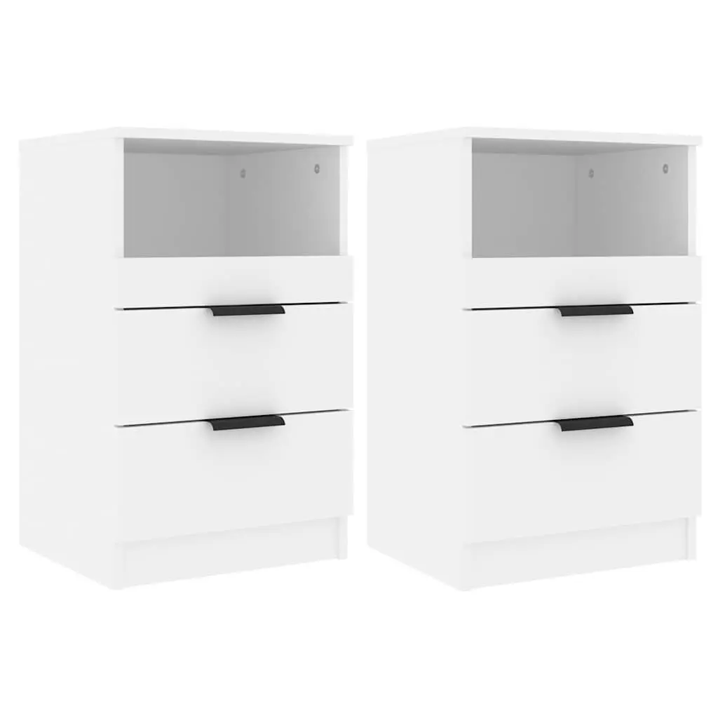 2 White Engineered Wood Nightstands