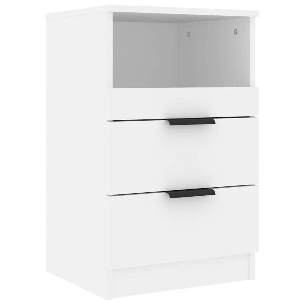 2 White Engineered Wood Nightstands