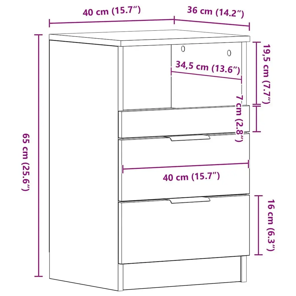 2 White Engineered Wood Nightstands