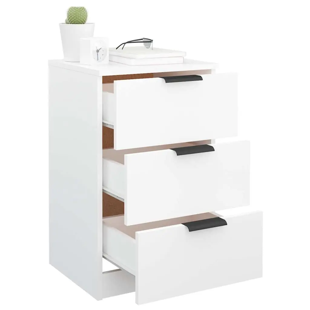 White Bedside Cabinet with Drawers