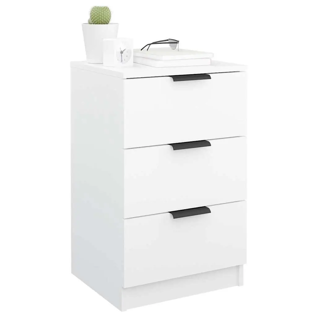 White Bedside Cabinet with Drawers