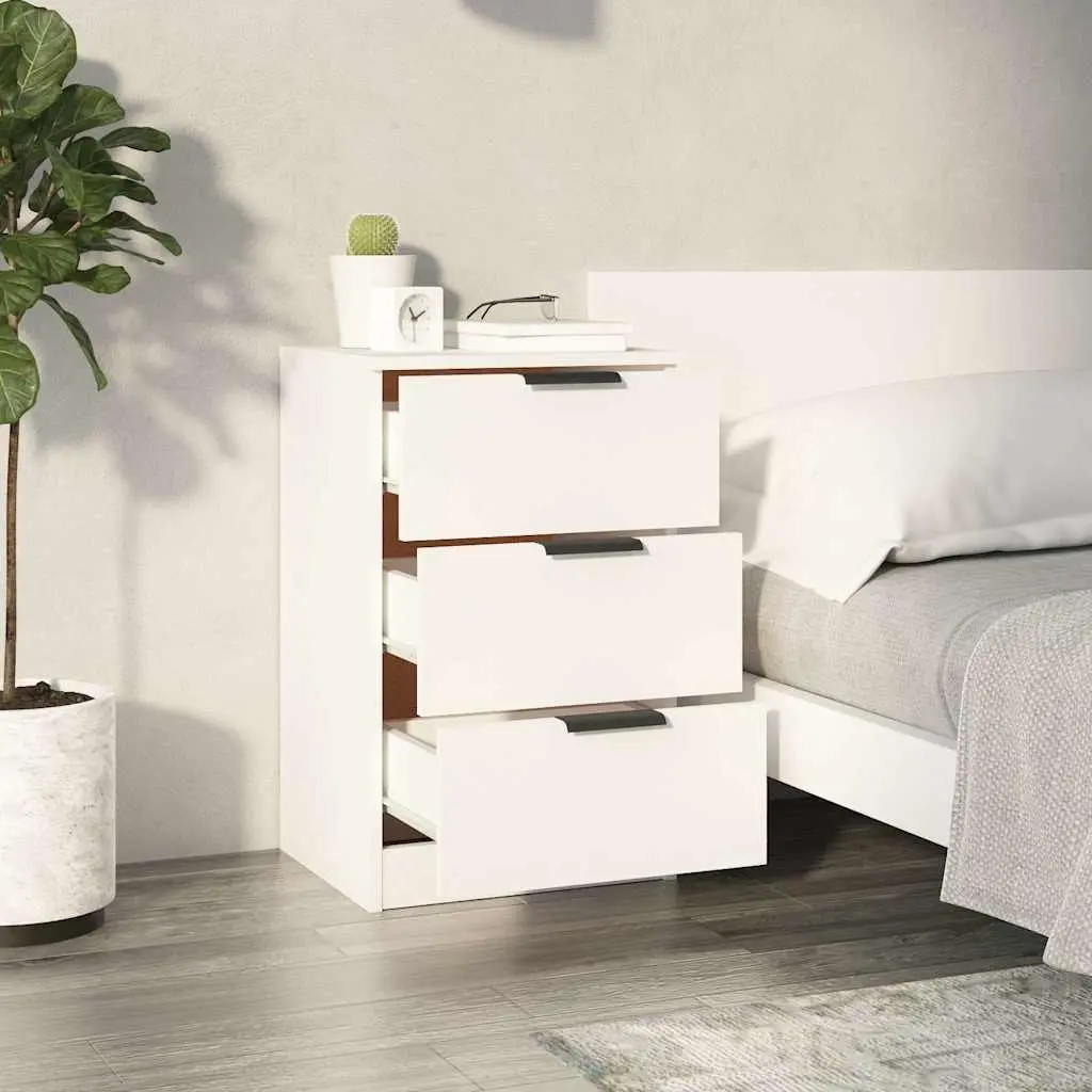 White Bedside Cabinet with Drawers