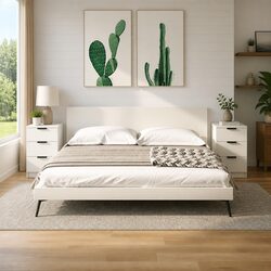 Two White Bedside Cabinets - Dimensions 40x36x65 cm