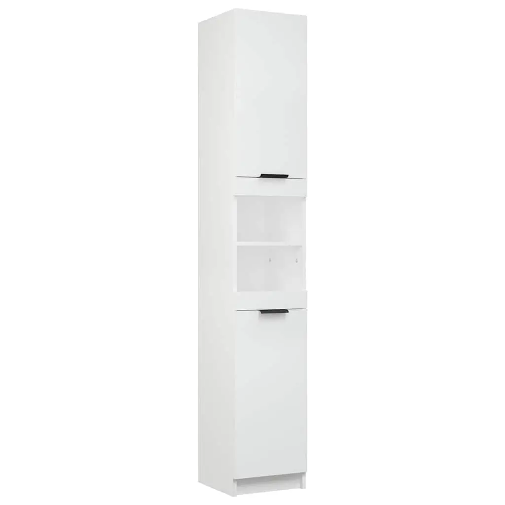 Engineered Wood Bathroom Storage Cabinet White 32x34x188.5cm Six Compartments