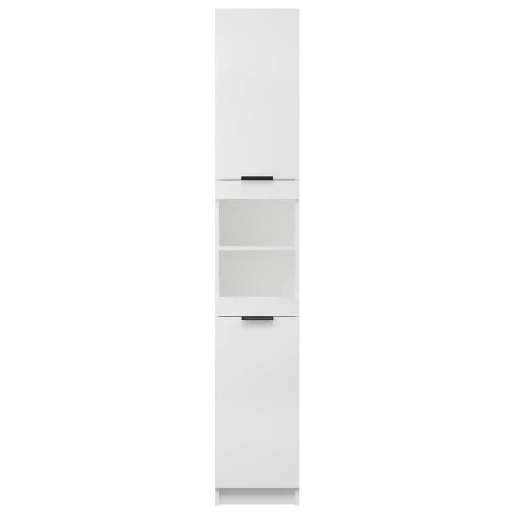Engineered Wood Bathroom Storage Cabinet White 32x34x188.5cm Six Compartments