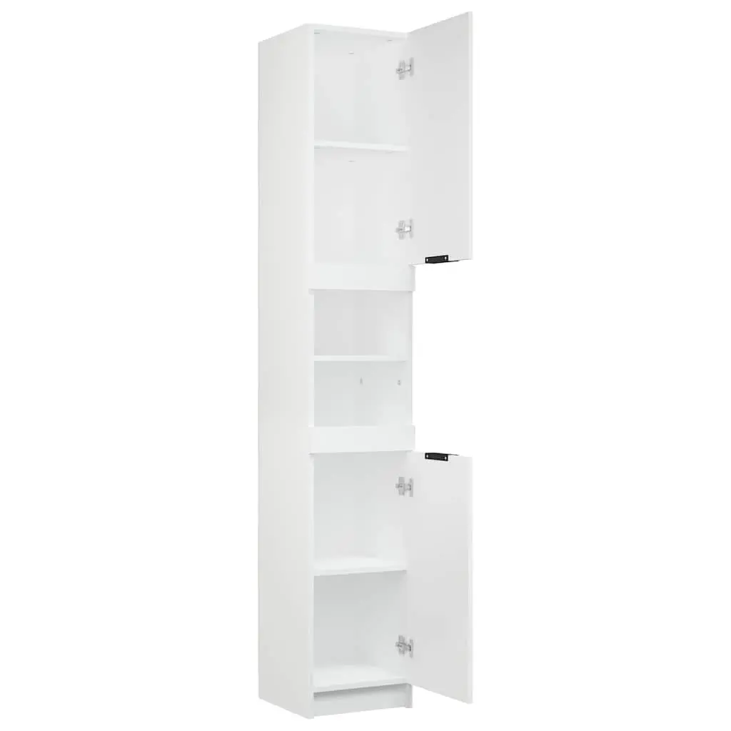 Engineered Wood Bathroom Storage Cabinet White 32x34x188.5cm Six Compartments