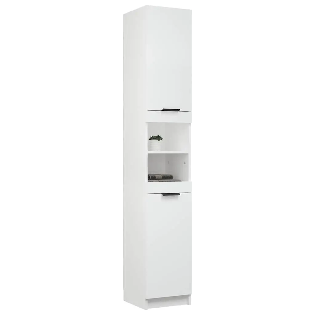 Engineered Wood Bathroom Storage Cabinet White 32x34x188.5cm Six Compartments