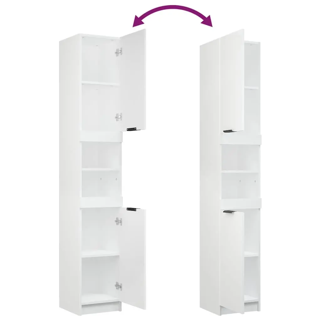 Engineered Wood Bathroom Storage Cabinet White 32x34x188.5cm Six Compartments