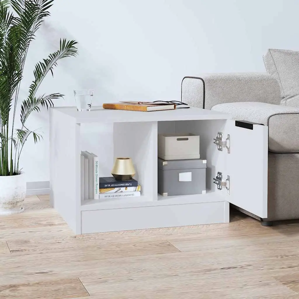 Coffee Table White Storage Compartments Living Room Side Table Accent Furniture