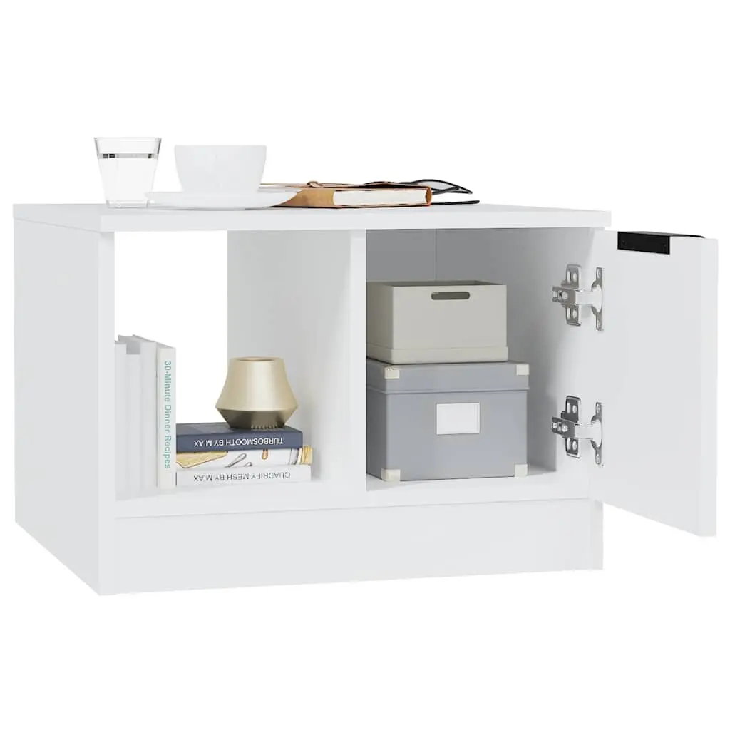 Coffee Table White Storage Compartments Living Room Side Table Accent Furniture