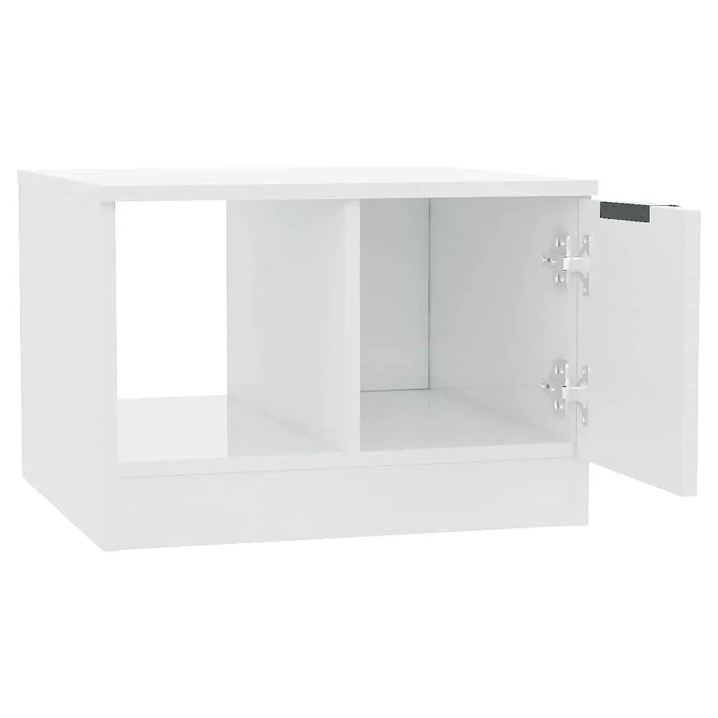 Coffee Table High Gloss White 50x50x36 cm Storage Compartments Living Room