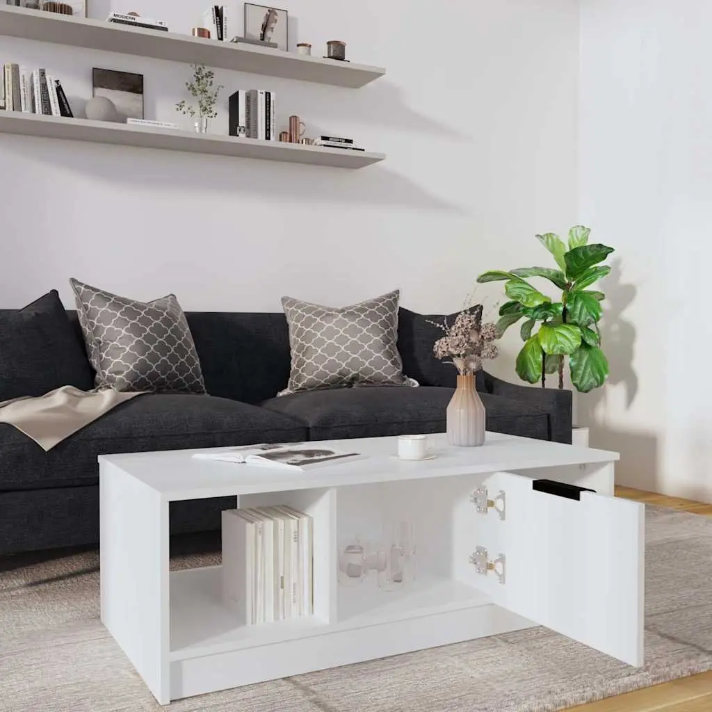 Coffee Table with Storage Compartments Living Room Accent Furniture White
