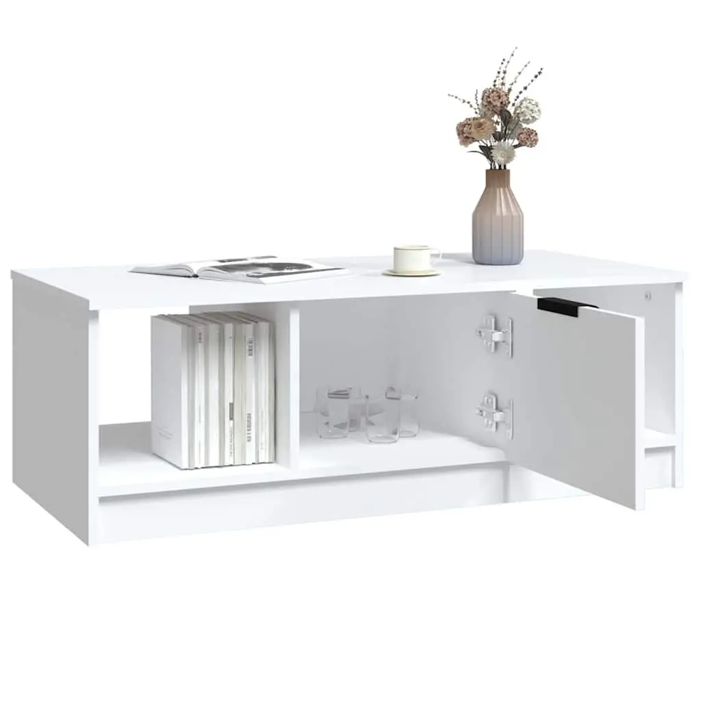 Coffee Table with Storage Compartments Living Room Accent Furniture White