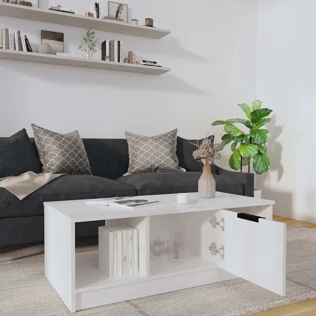 Coffee Table High Gloss White Modern Living Room Furniture Storage Compartments