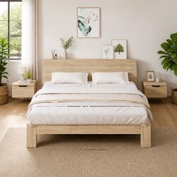 Wall-Mounted Bedside Cabinet: 34x30x20cm, Brown Oak