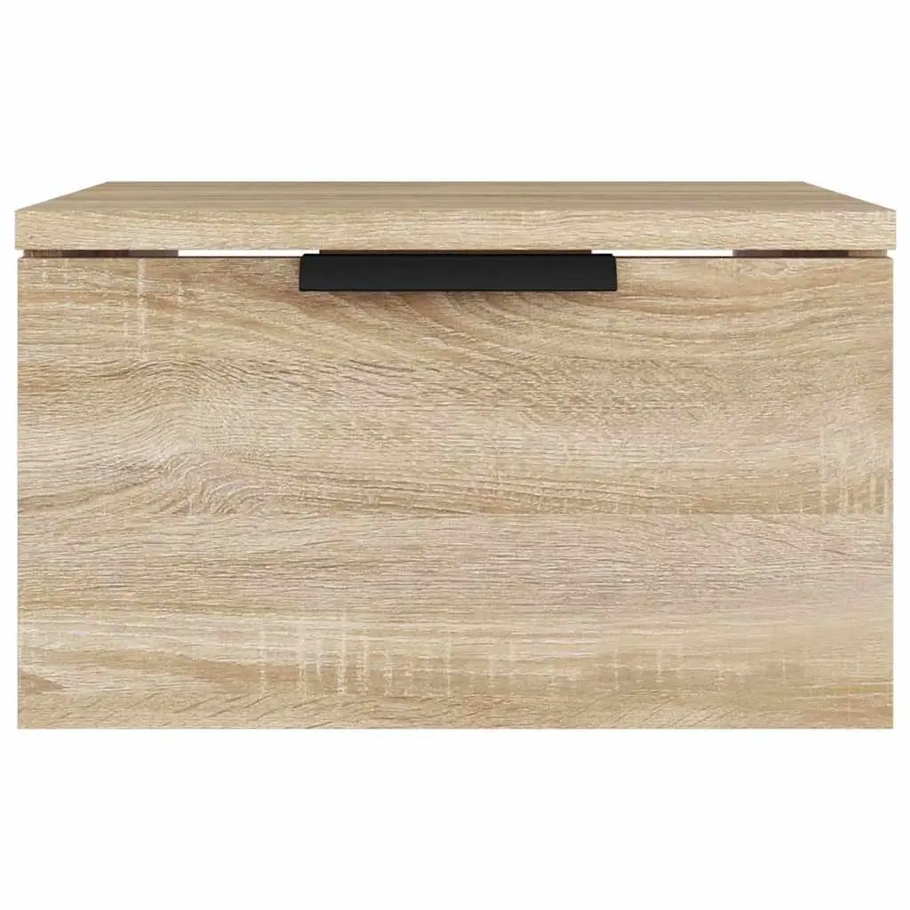 Wall-Mounted Bedside Cabinet 34x30x20cm Floating Storage Organiser Brown Oak