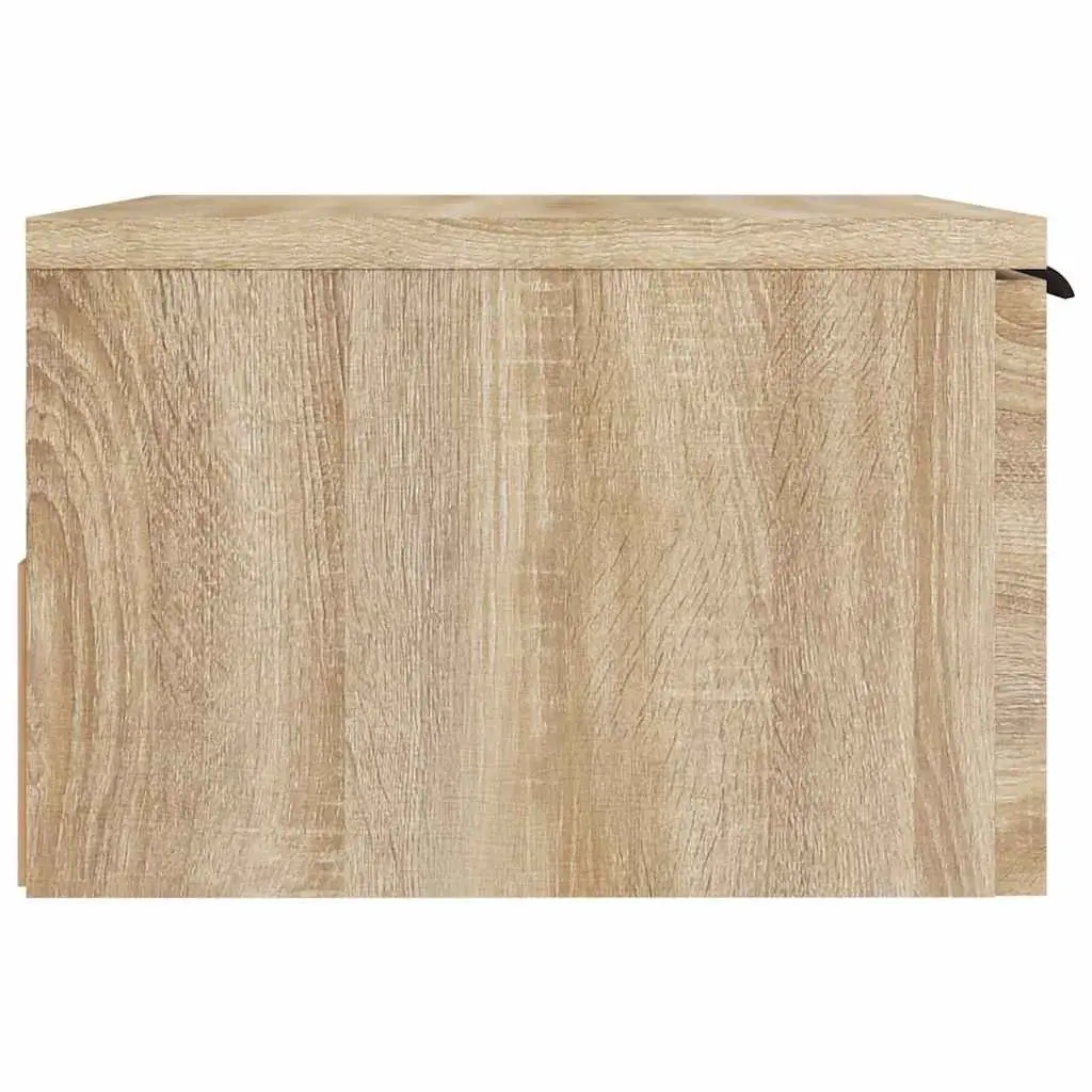 Wall-Mounted Bedside Cabinet 34x30x20cm Floating Storage Organiser Brown Oak
