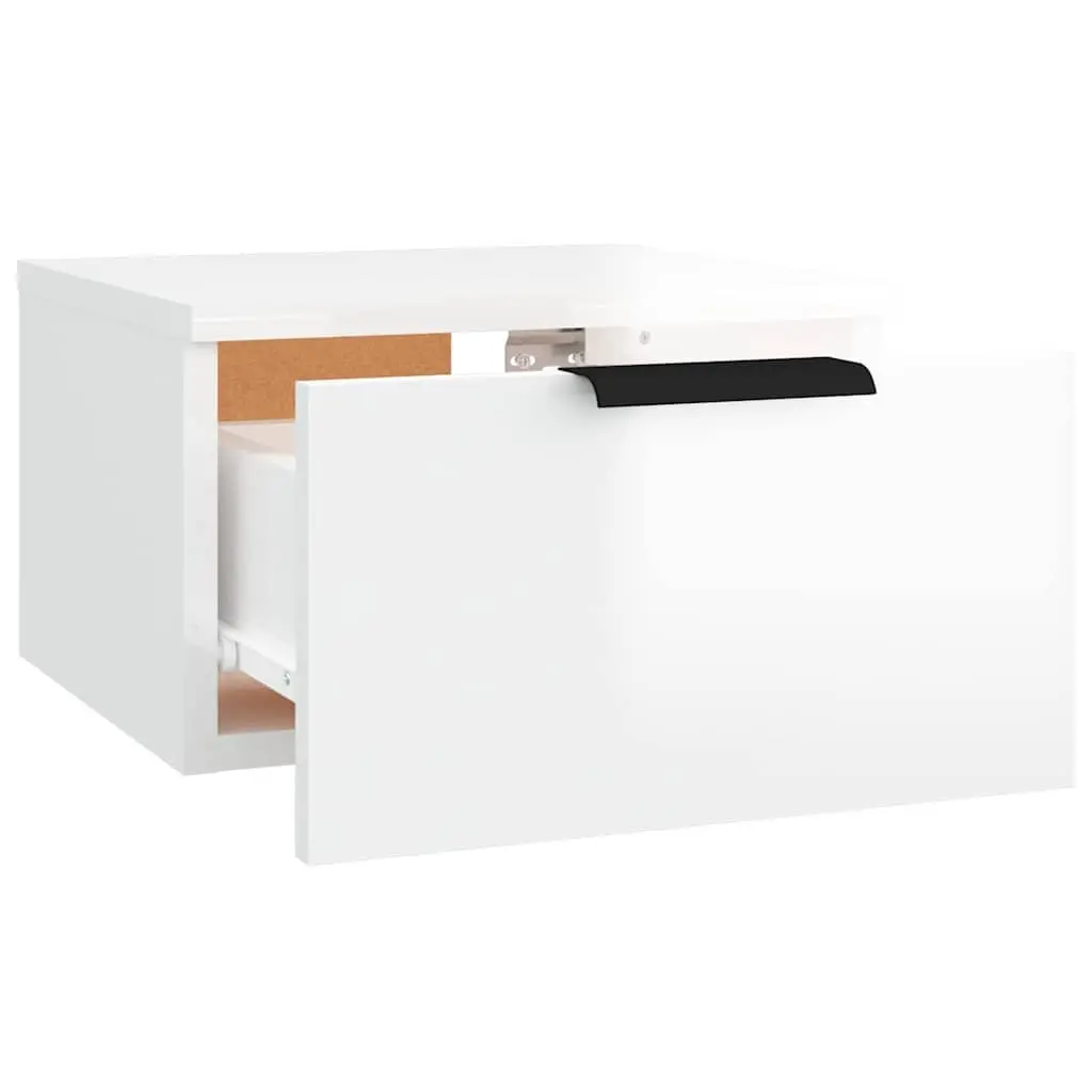 Wall-mounted Bedside Cabinets White Floating Storage Shelf Organiser 2 Piece