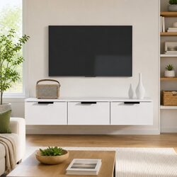Wall Cabinet White Floating Storage Engineered Wood Shelf Hanging Cupboard 102cm