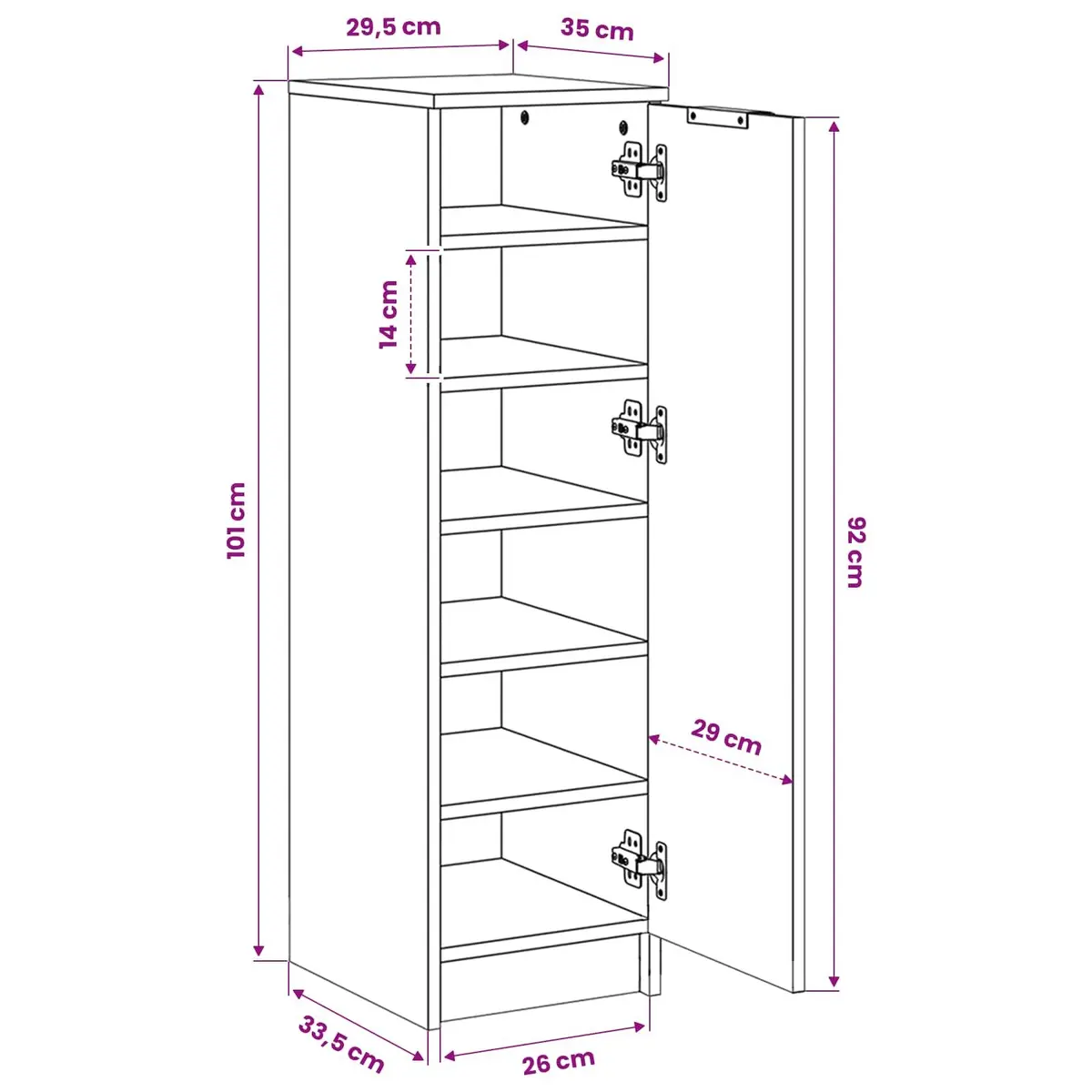 Shoe Cabinet Storage Organiser for Home Wardrobe White 30W x 35D x 100H cm
