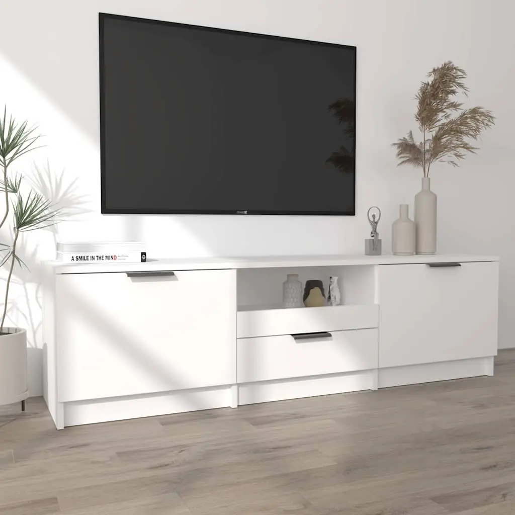 White Modern TV Cabinet with 3 Compartments