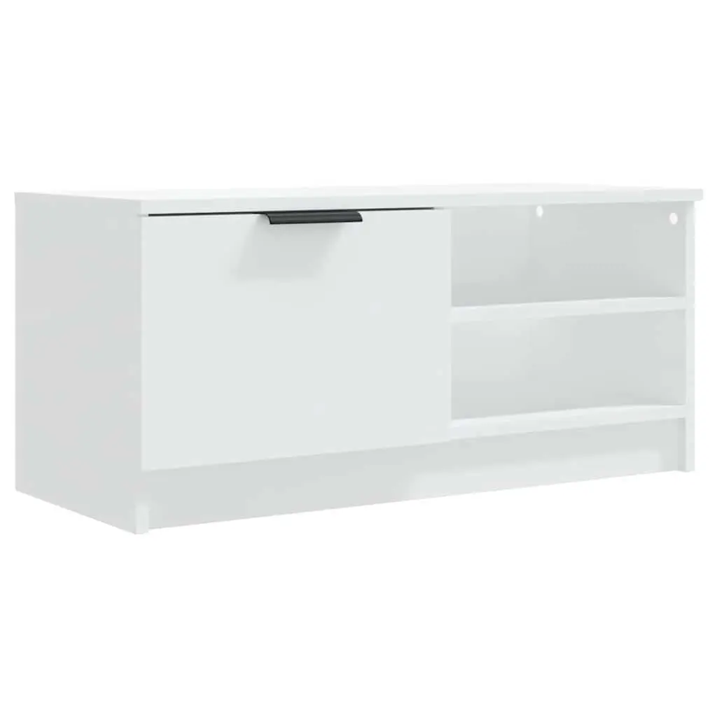TV Cabinet White Storage Unit with Shelves and Compartment for Living Room 80 x 35 x 36.5 cm 2 Piece