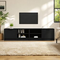 TV Cabinets Specifications: Black Engineered Wood Set