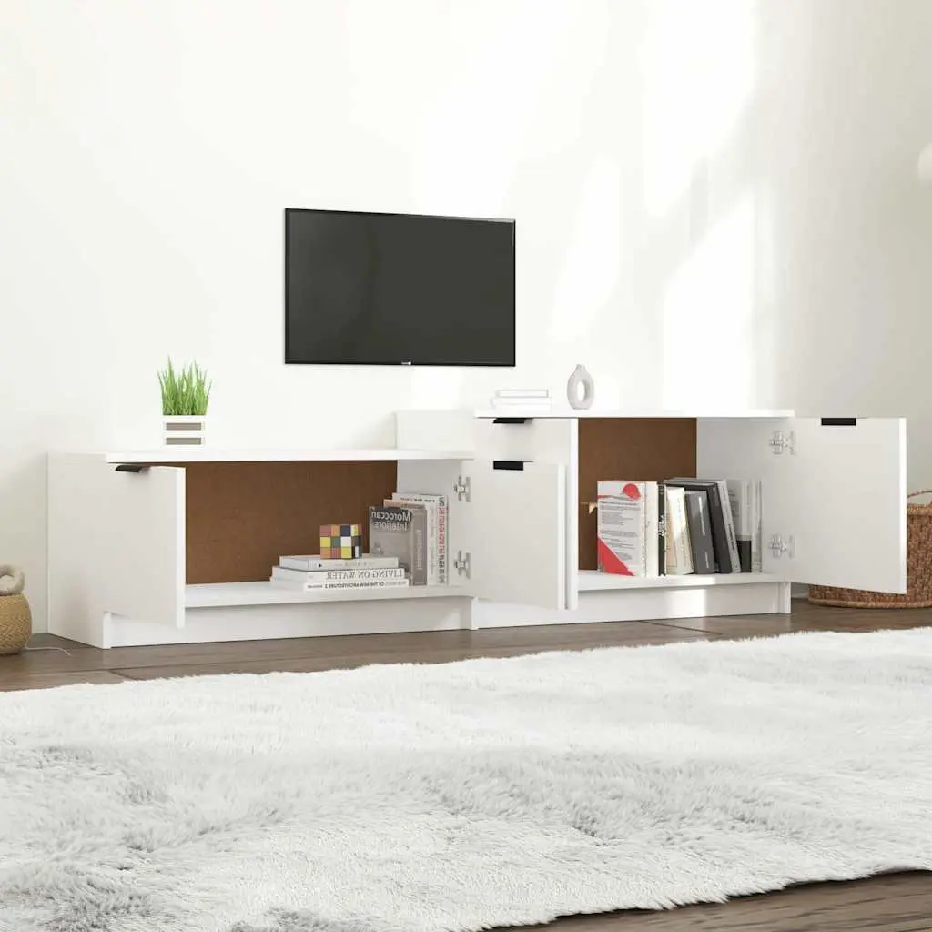 TV Cabinet for Living Room White Engineered Wood Storage Unit with Doors and Compartments 1585 x 360 x 450 mm