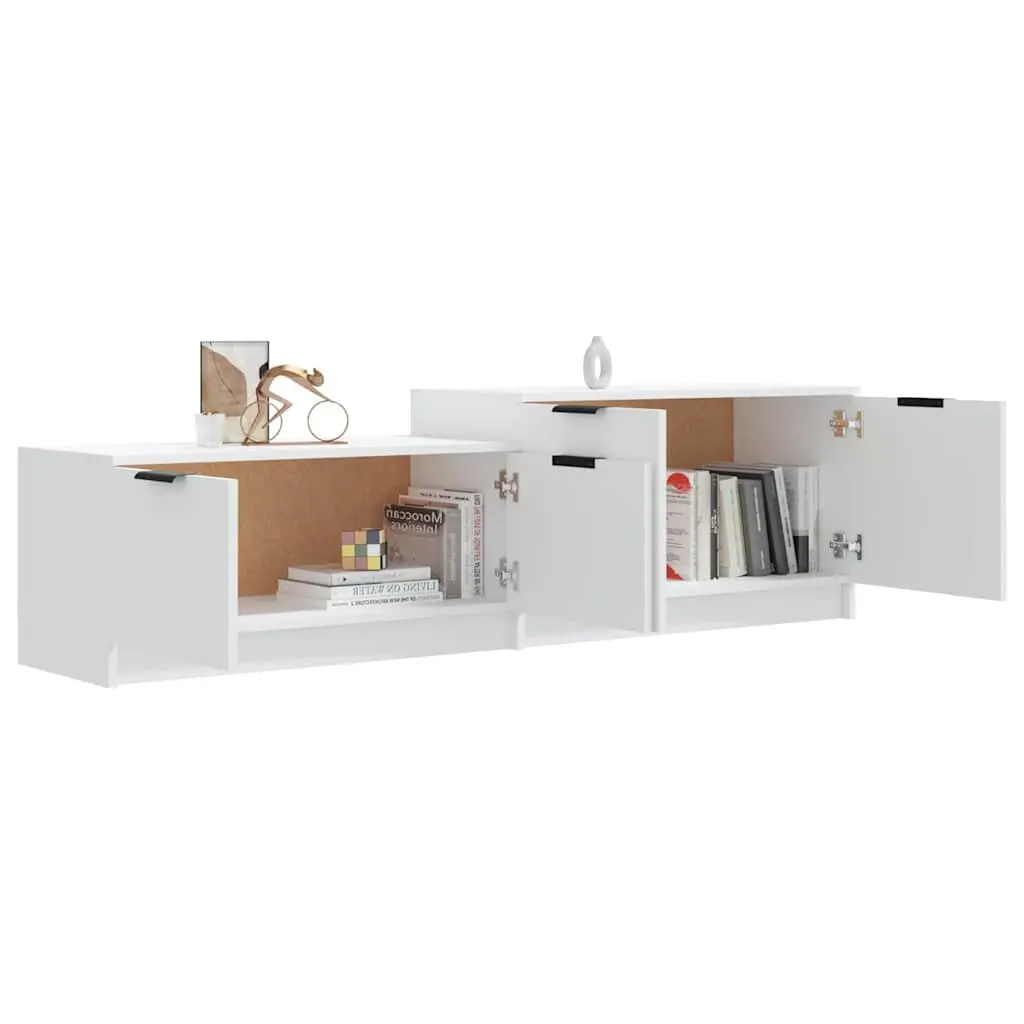 TV Cabinet for Living Room White Engineered Wood Storage Unit with Doors and Compartments 1585 x 360 x 450 mm