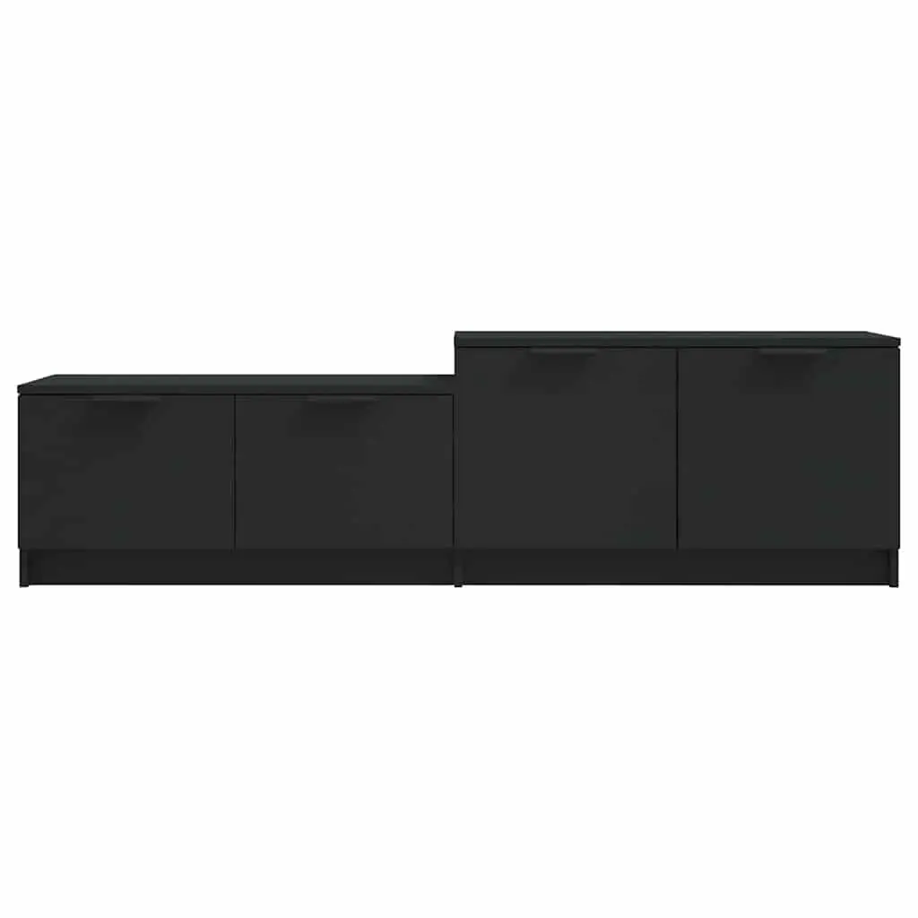 Black TV Cabinet for Living Room Media Storage Unit with Four Doors and Two Compartments 1585x360x450mm