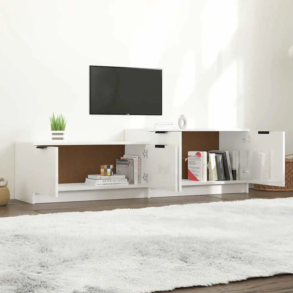 White High Gloss TV Cabinet with Engineered Wood Construction