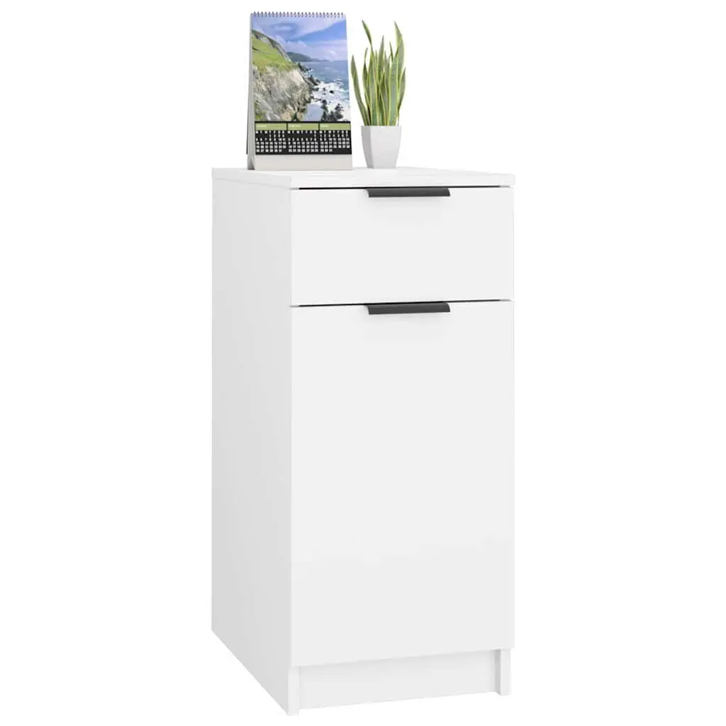 Desk Cabinet White Storage Unit with Drawer Compartments Home Office Furniture