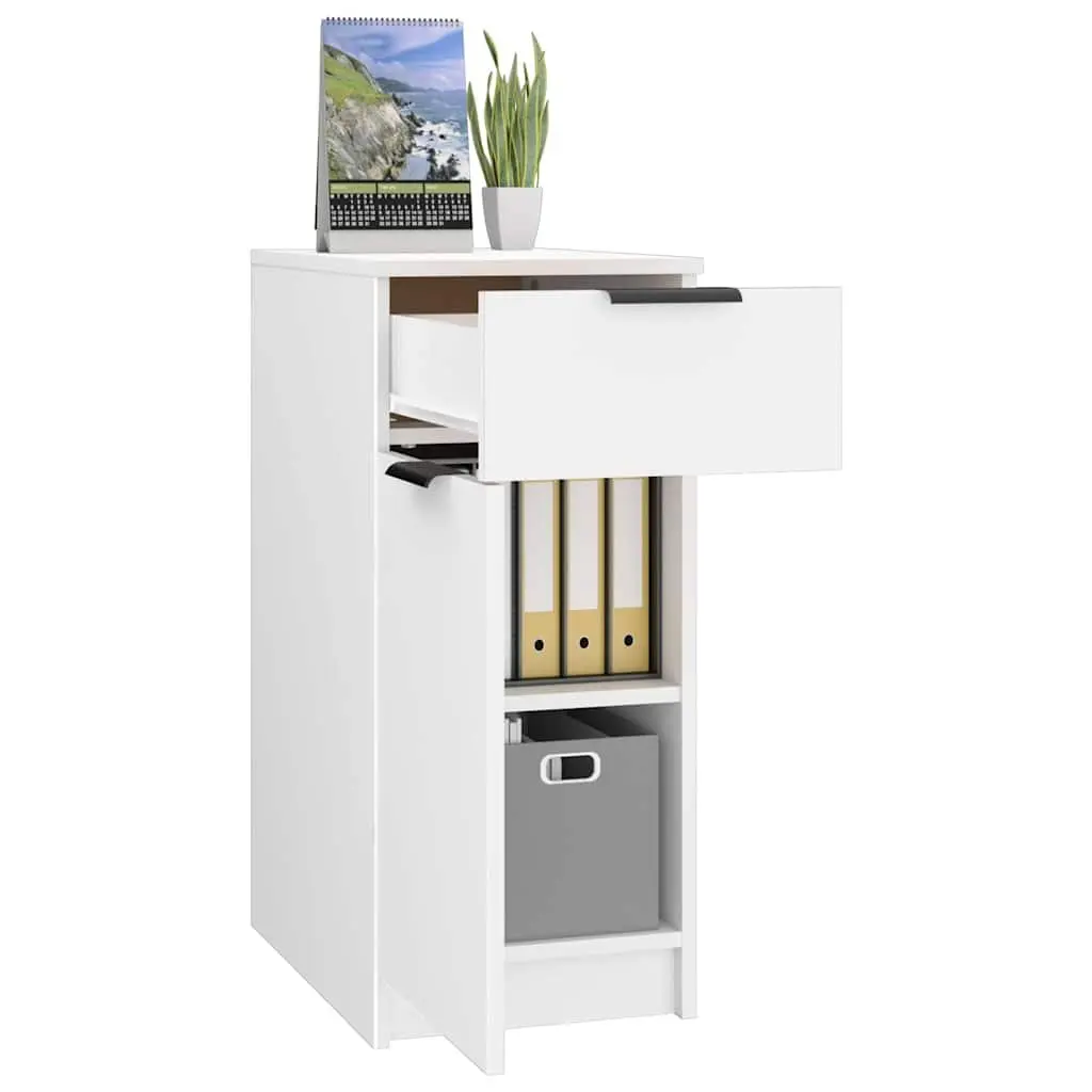 Desk Cabinet White Storage Unit with Drawer Compartments Home Office Furniture