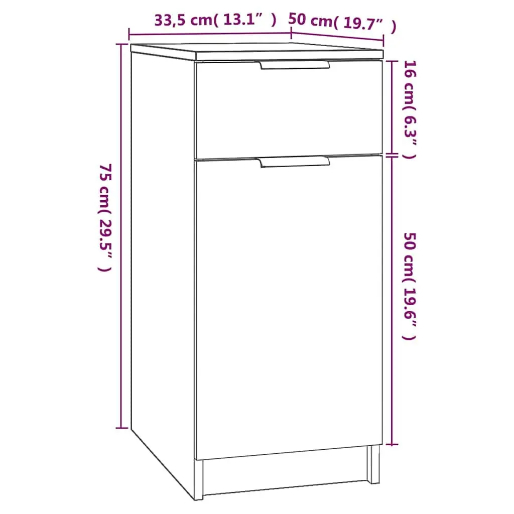 Desk Cabinet White Storage Unit with Drawer Compartments Home Office Furniture