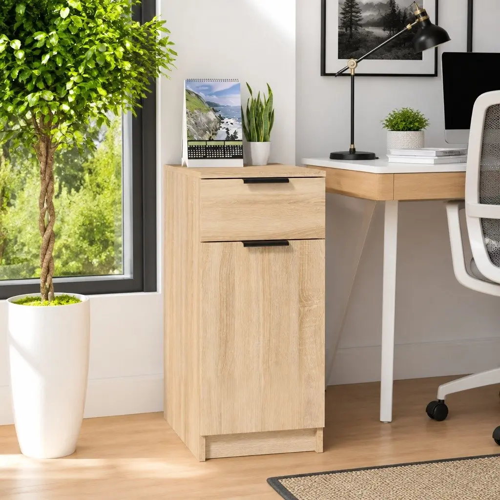 Storage Cabinet Desk Organizer for Home Office Brown 33.5x50x75cm