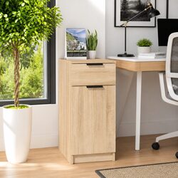 Storage Cabinet with Drawer Desk Organizer Engineered Wood Brown 33.5x50x75cm