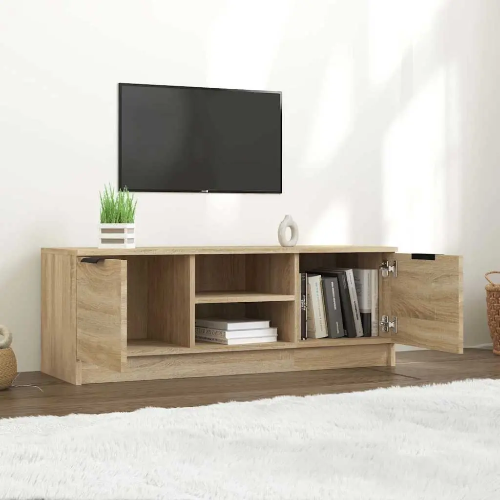 TV Cabinet Living Room Brown 102x35x36.5 cm Storage Unit with Open Closed Compartments