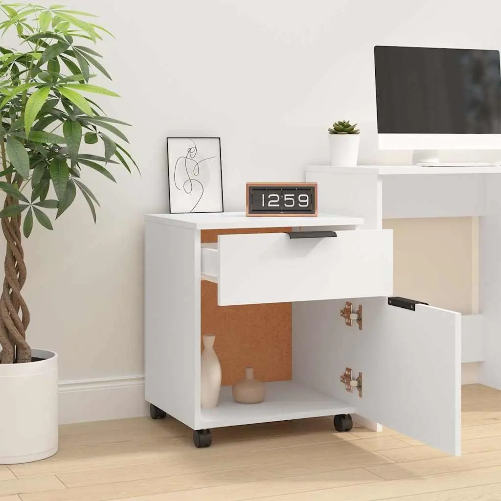 Mobile File Cabinet for Office and Home Use White 45x38x54cm