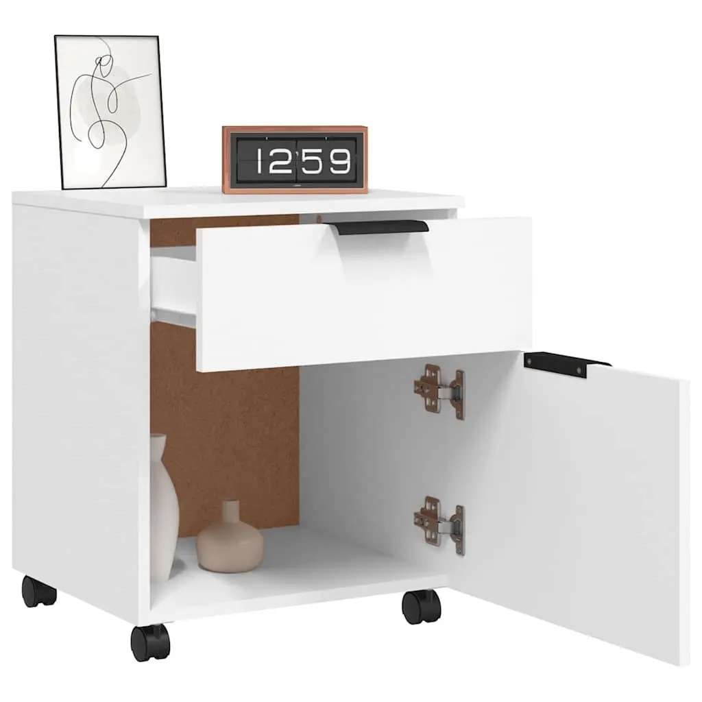 Mobile File Cabinet for Office and Home Use White 45x38x54cm
