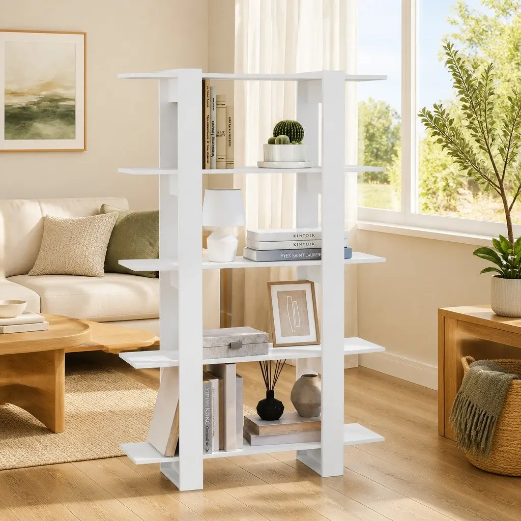 White Book Cabinet Room Divider Shelving Unit 100x30x160cm