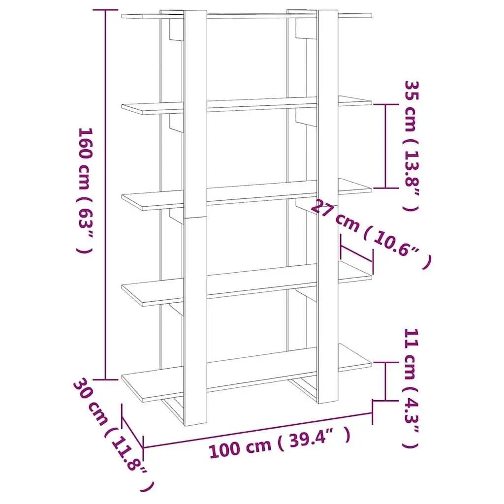 White Book Cabinet Room Divider Shelving Unit 100x30x160cm