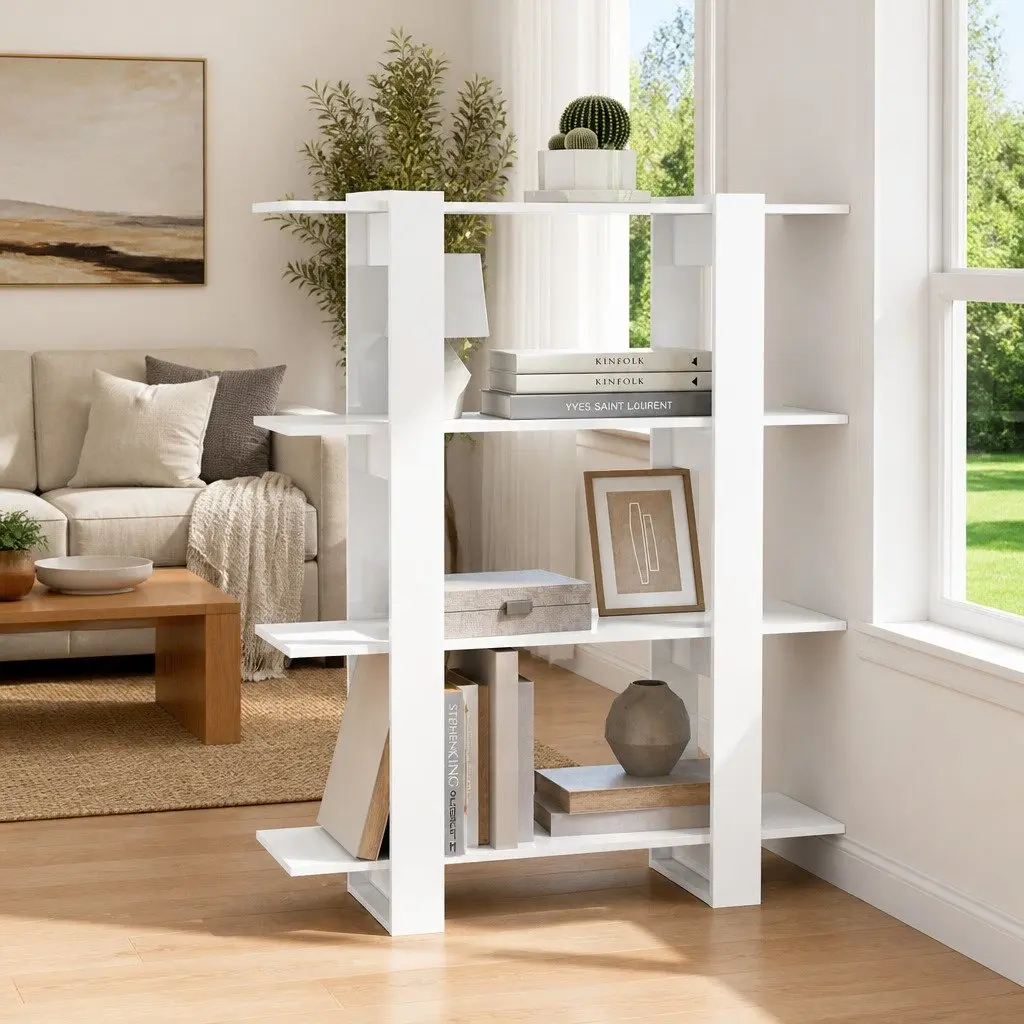 High Gloss White Book Cabinet Room Divider Bookshelf Storage Shelving Unit
