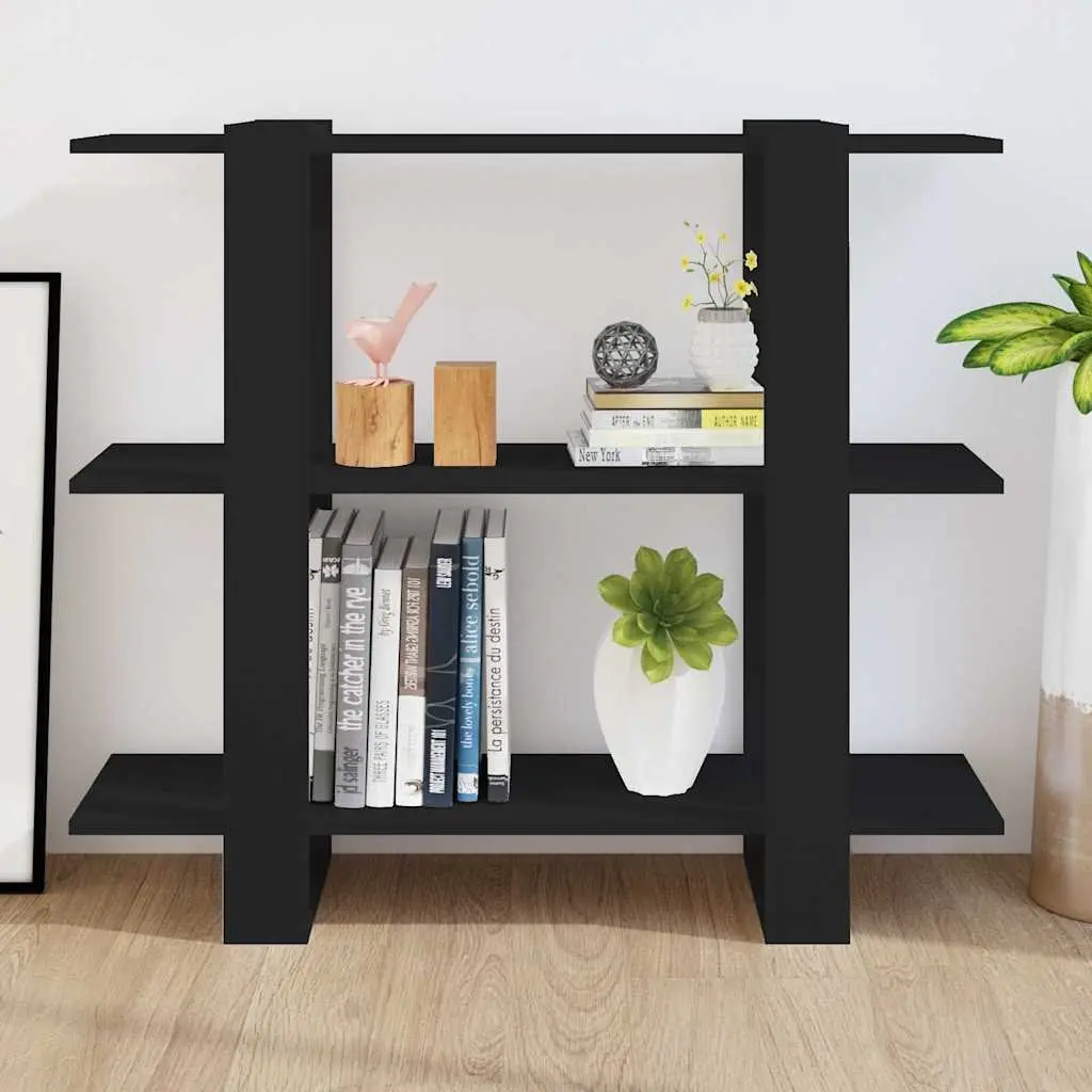 Book Cabinet Room Divider Shelving Unit Black Storage Organizer 100 x 30 x 87 cm