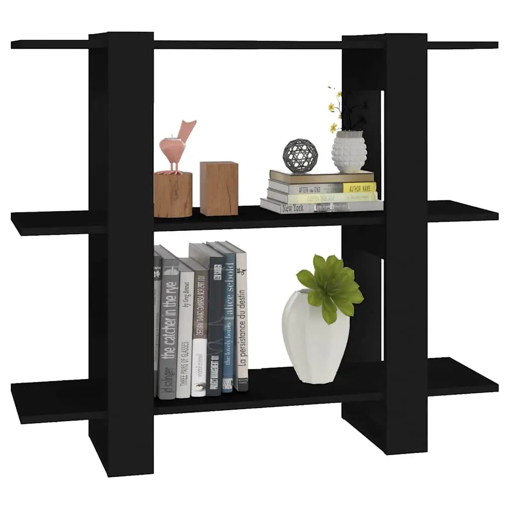 Book Cabinet Room Divider Shelving Unit Black Storage Organizer 100 x 30 x 87 cm
