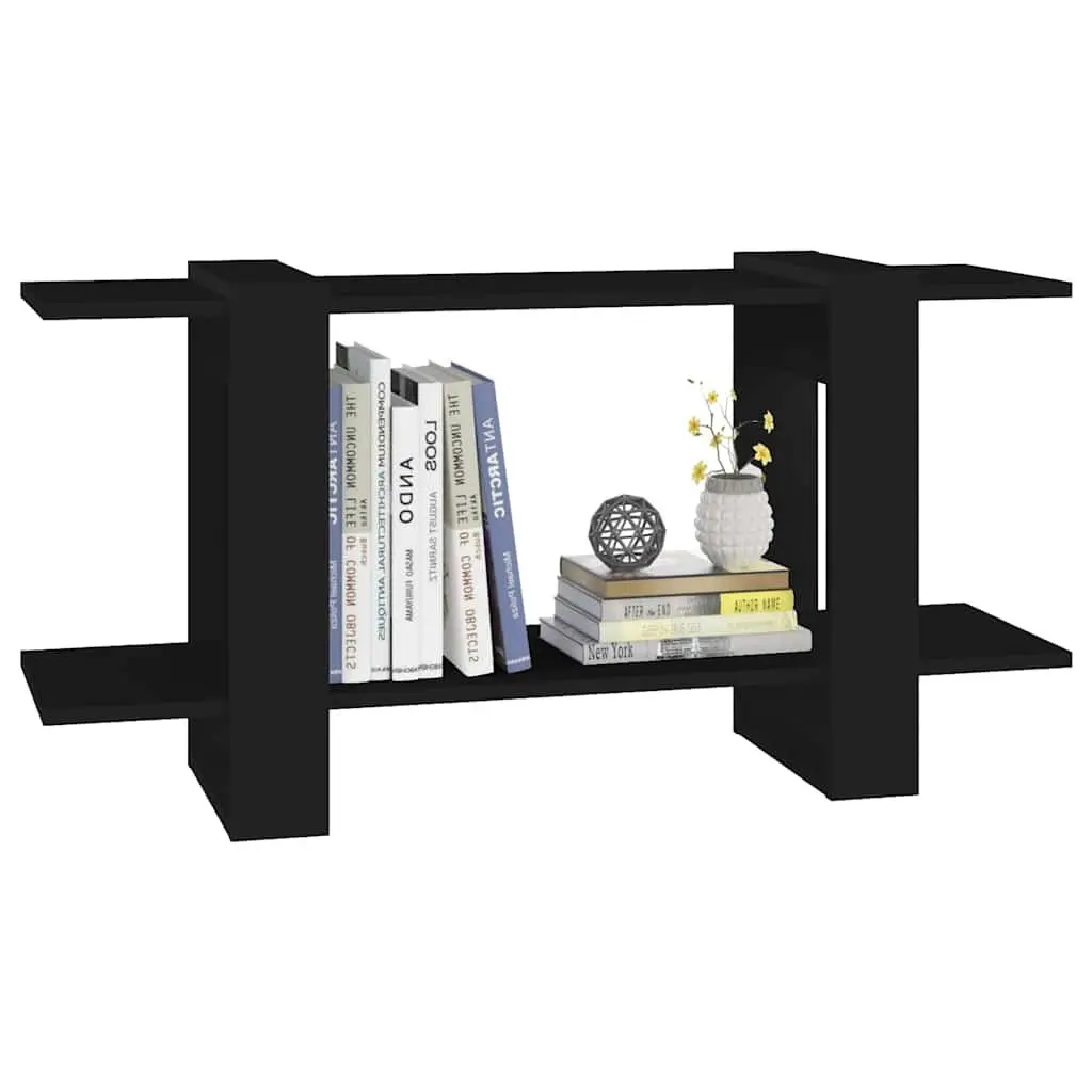 Book Cabinet Black Storage Shelving Unit 100W x 30D x 51H cm Engineered Wood Display Bookcase Shelf