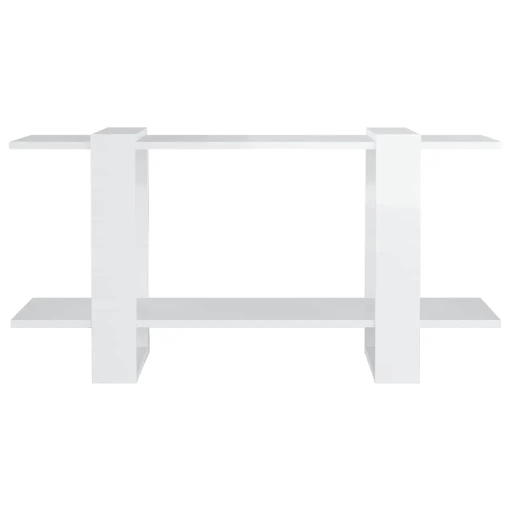 High Gloss White Book Cabinet Shelving Unit Engineered Wood Storage Organiser